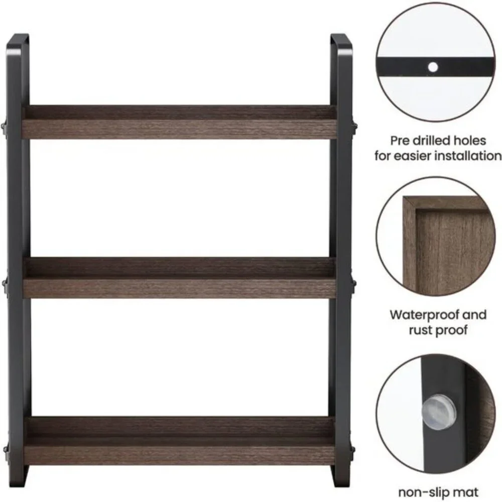 New 3-Tier Makeup Shelf for Cosmetic Storage & for Room Decor - Brown